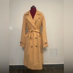 NWT NA-KD TAN OVERSIZED FAUX SUEDE TRENCH COAT EU 34